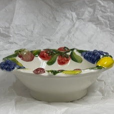 イタリア製 陶器 カラフル 可愛い ハンドペイント フルーツ柄 ボウル 鉢 白 食器 小